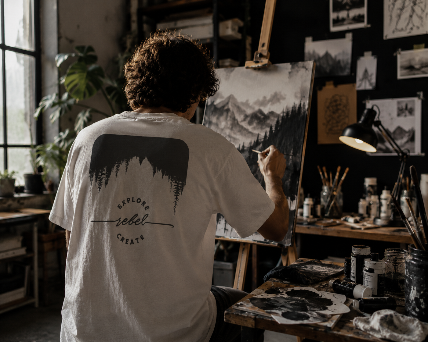 White Creator 001 Founder’s Edition tee in a wide lifestyle frame